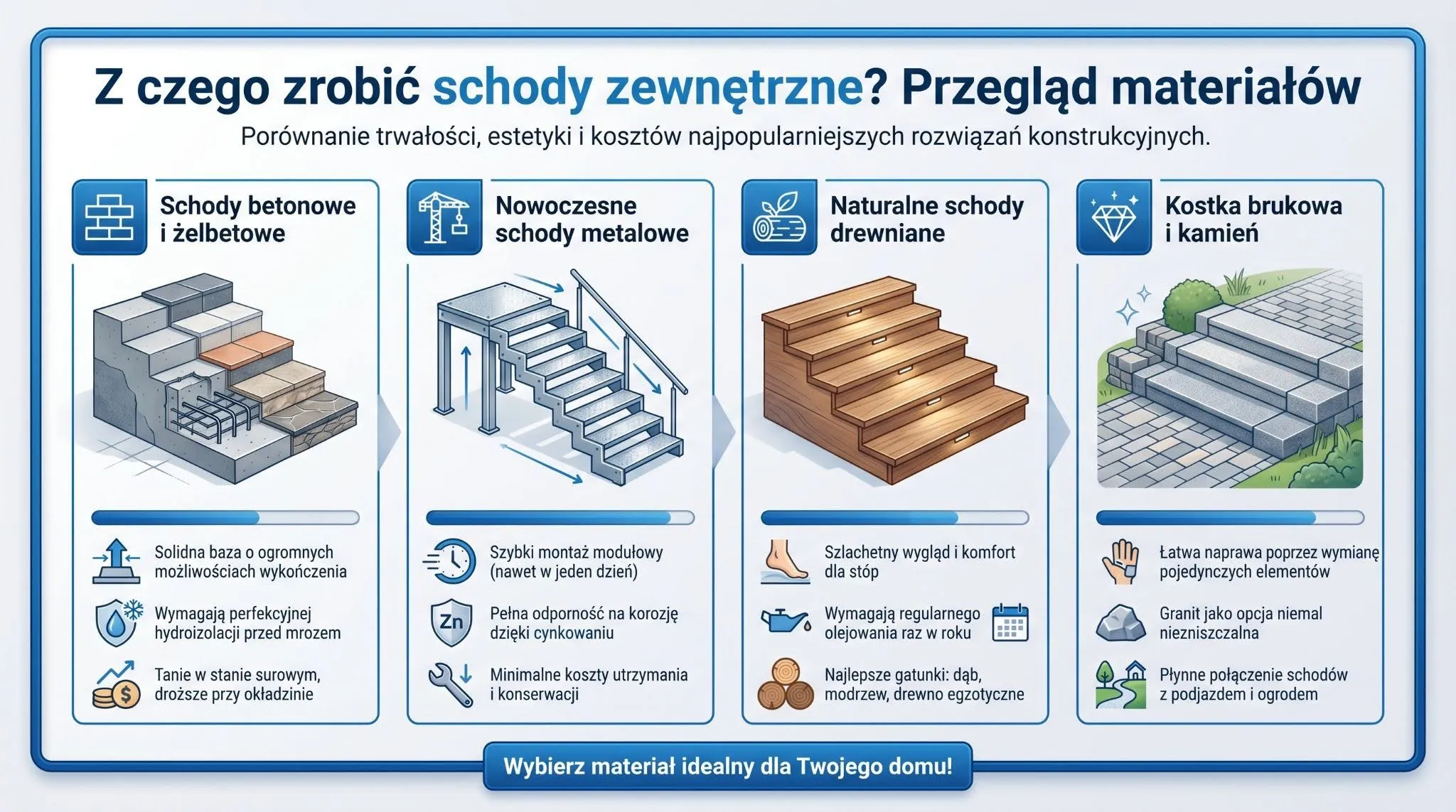 Z czego zrobić schody zewnętrzne? Przegląd materiałów