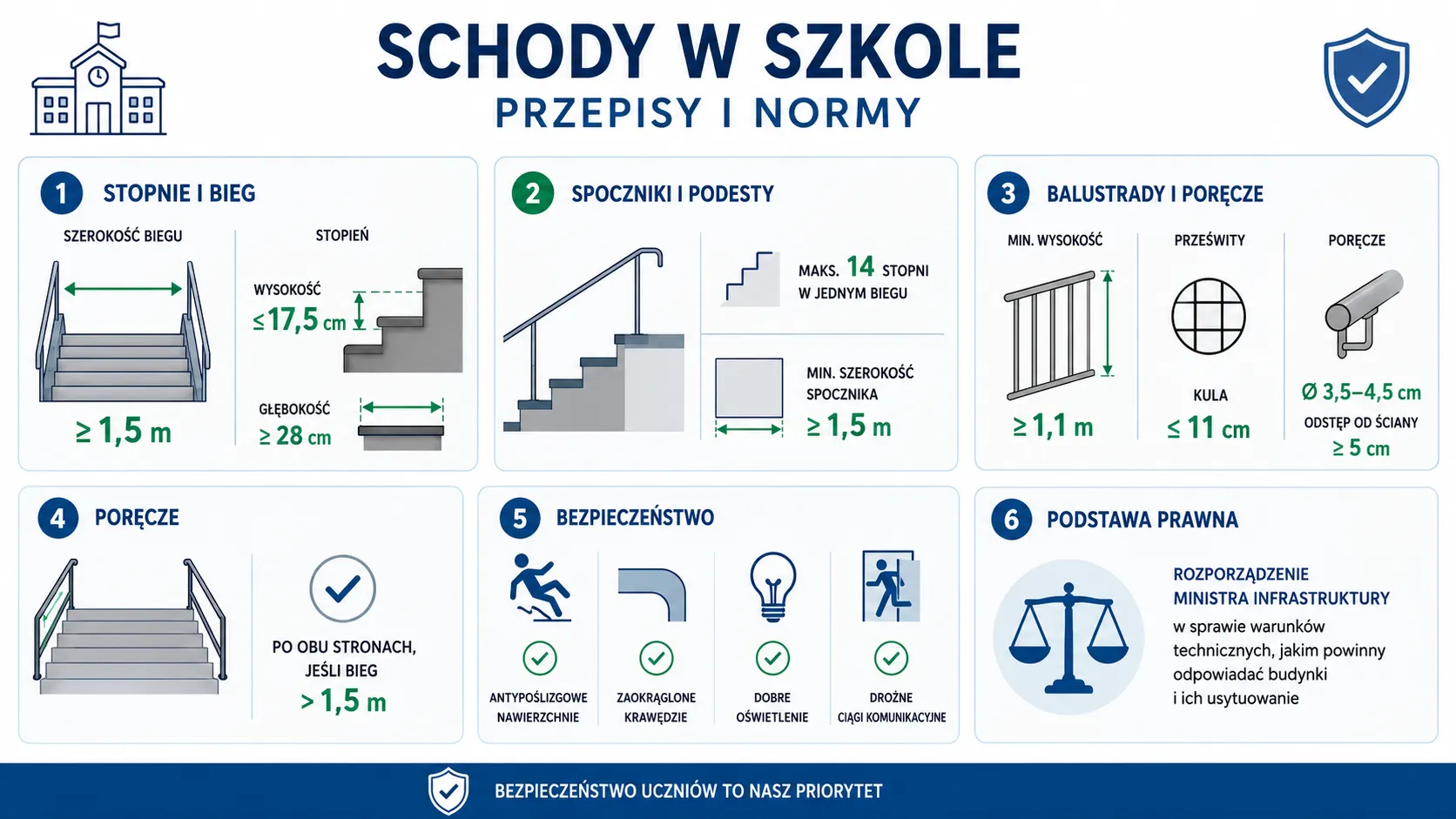 Schody w szkole - przepisy i normy